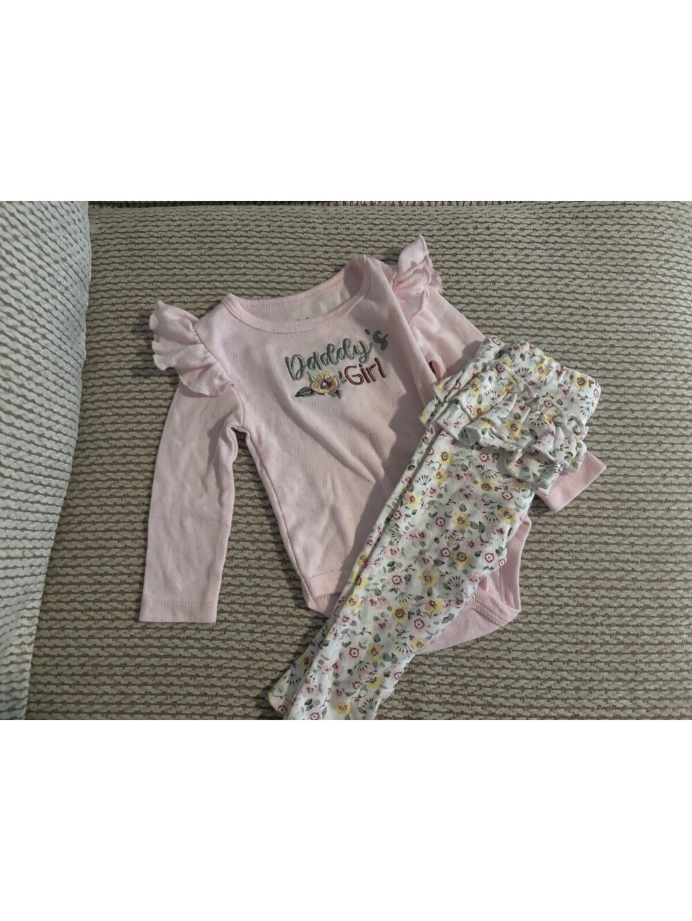 Baby Essentials Baby Girl Daddy’s Girl Set 6-9 Months Ruffle Floral Pink